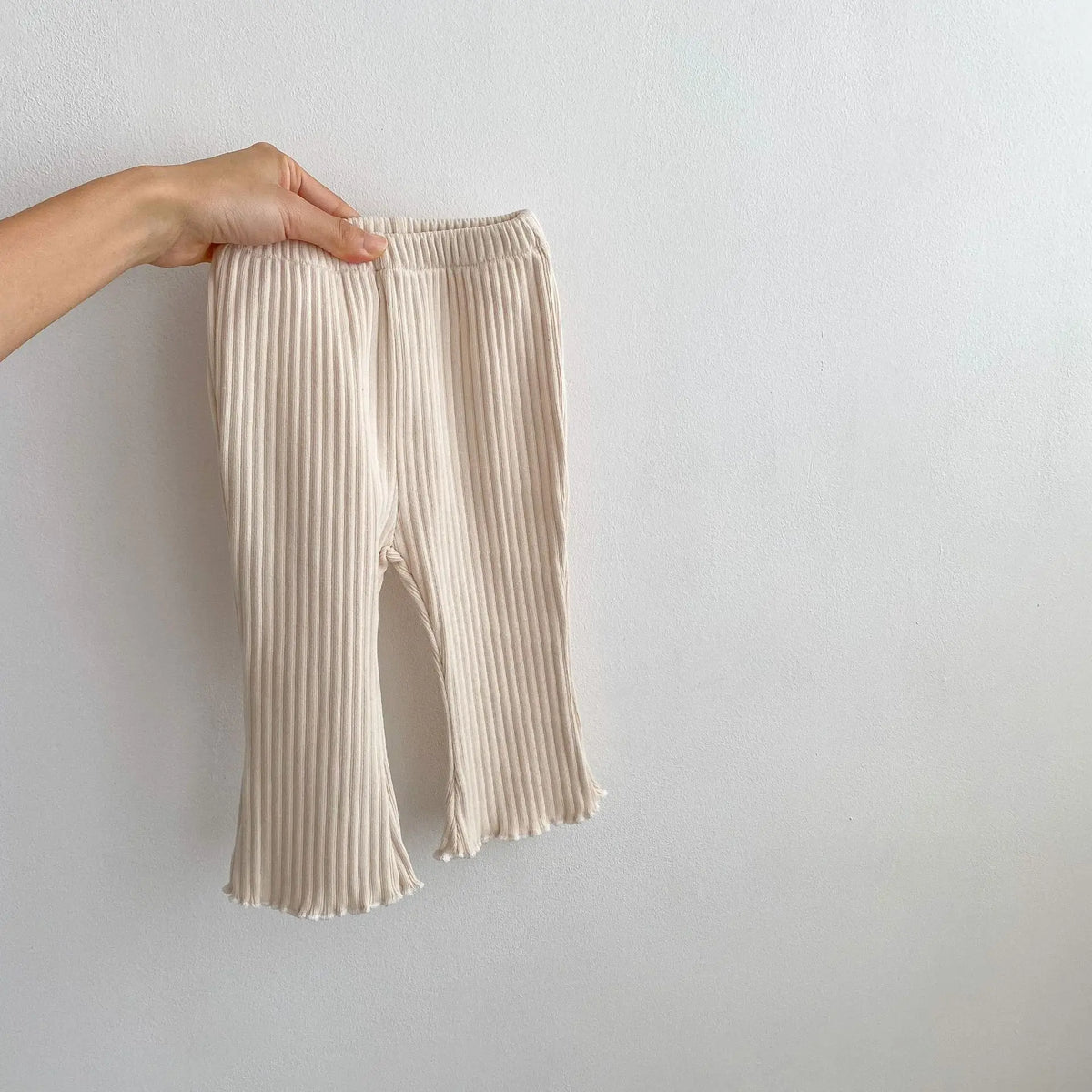Baby Ribbed Flare Pants for Boys and Girls, Solid Color Pull-On Trousers with Flared Hems in Four Colors, Sizes 6–9M to 4T for Everyday Outfits