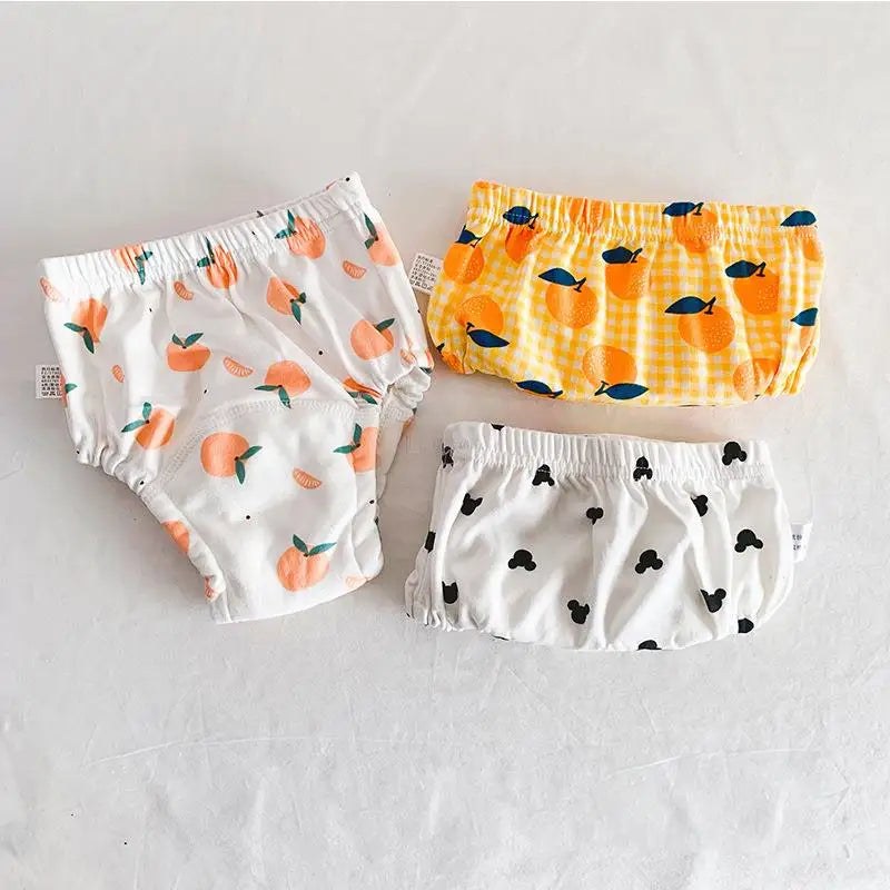 Toddler Potty Training Pants 3-Pack, 6-Layer Washable Cotton Learning Underwear with Elastic Waist and TPU Layer in 8–18 kg Size Options