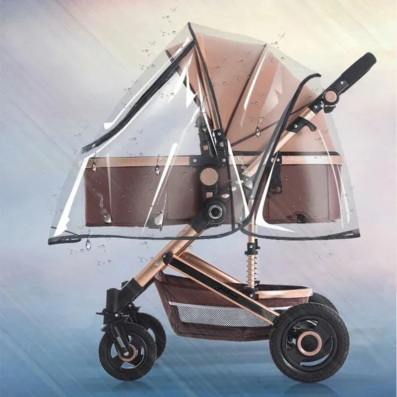 Transparent Stroller Rain Cover with PVC or Zippered EVA Options, Clear Pram Weather Shield with Ventilation Holes for Rainy-Day Family Outings
