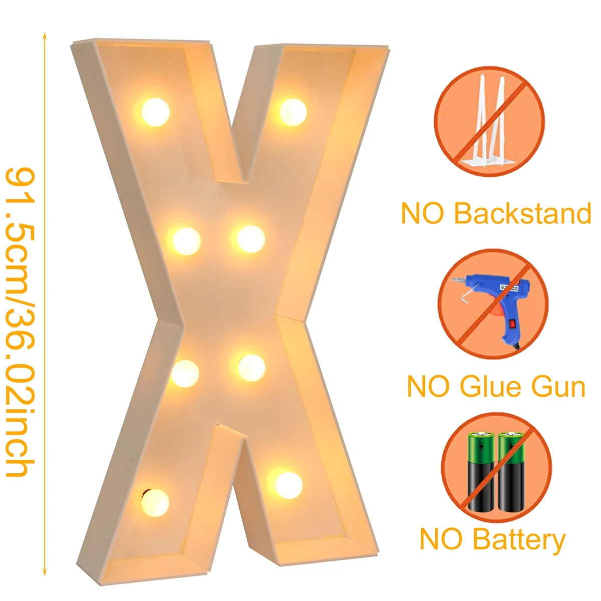 Giant Marquee Letter Frame Box, 91.5cm LED Light-Style Alphabet Display for DIY Names, Baby Showers, First Birthdays and Wedding Party Decor