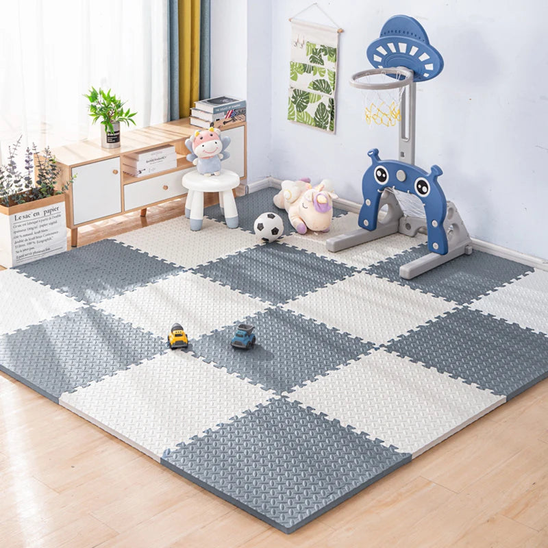 Interlocking Foam Play Mat Tiles for Kids, 1 cm Thick Textured Puzzle Floor Padding in 4, 8, 16 or 20 Pieces for Indoor Playrooms