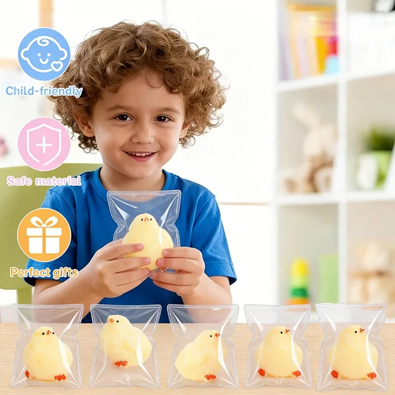 Chick Squishy Toy, 1-Piece Yellow Slow-Rebound Animal Squeeze Fidget for Tactile Play, Easter Basket Gifts, Birthday Favors and Classroom Prizes