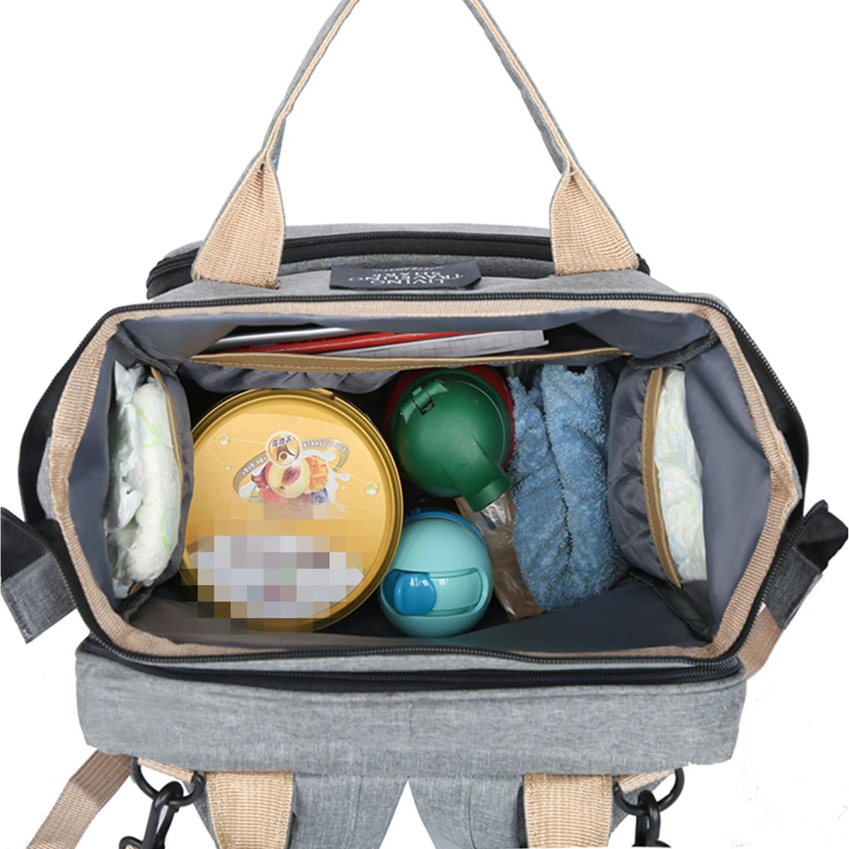 Diaper Backpack with Three Insulated Bottle Pockets and Fold-Out Changing Station, Multi-Pocket Baby Supply Bag for Moms and Dads on Everyday Outings