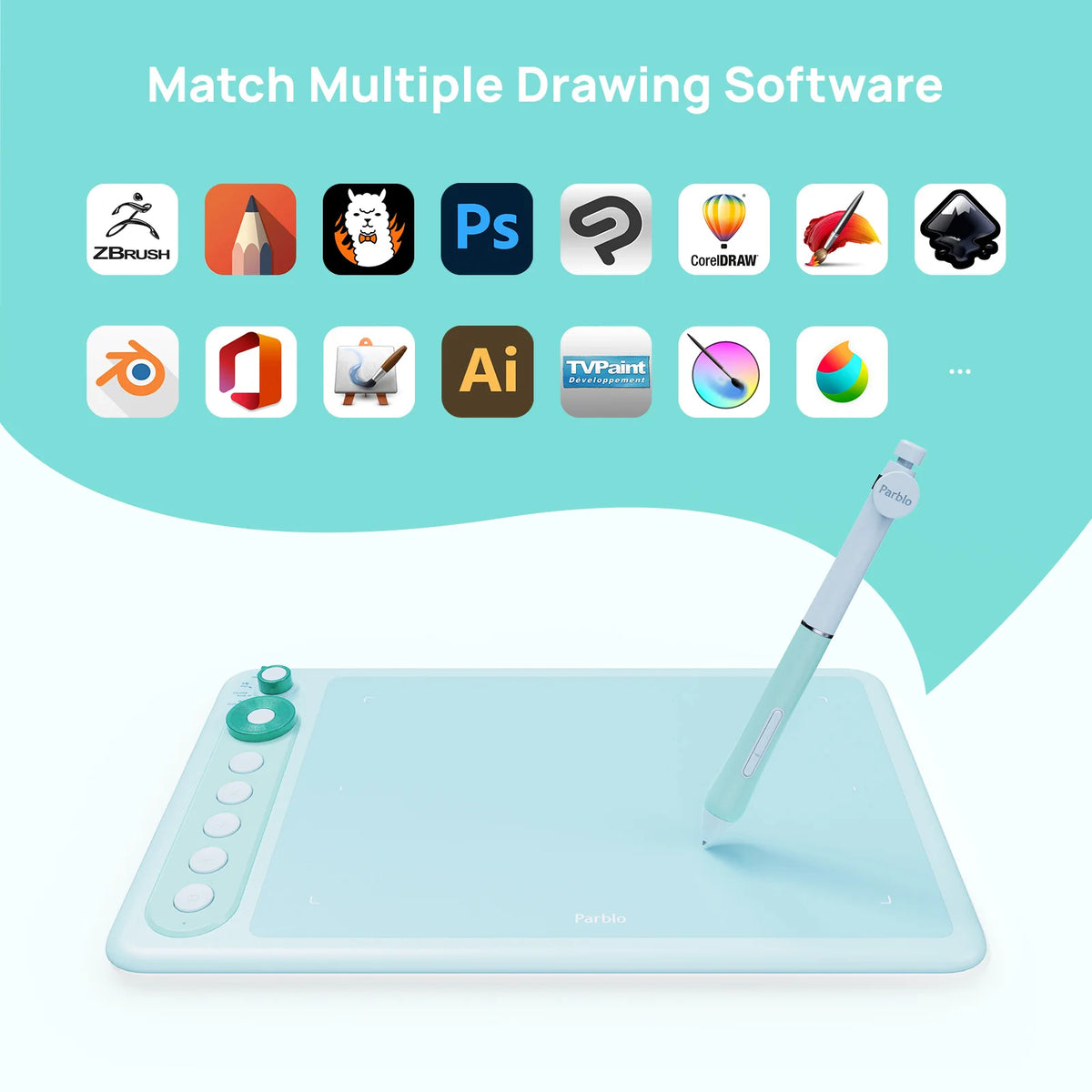 Digital Drawing Tablet Parblo Intangbo X7, 7.2 x 4.5 Inch Pen Tablet with Battery-Free S01 Stylus and 8192 Pressure Levels for Android