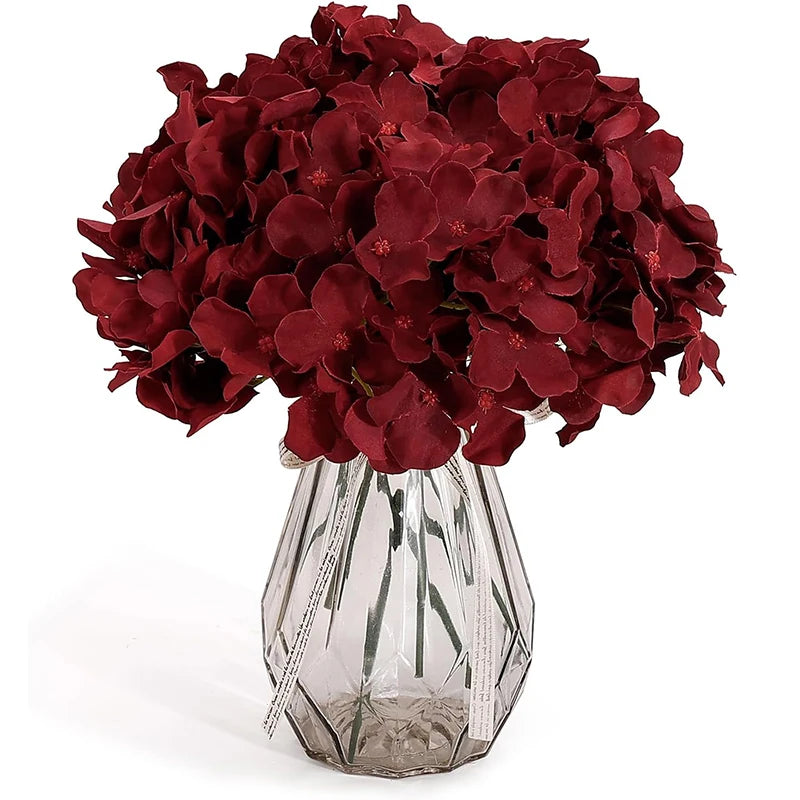 Silk Hydrangea Flower Heads, 25-Piece Artificial Flowers with Flexible Stems for DIY Wedding Centerpieces, Baby Shower and Home Party Decor
