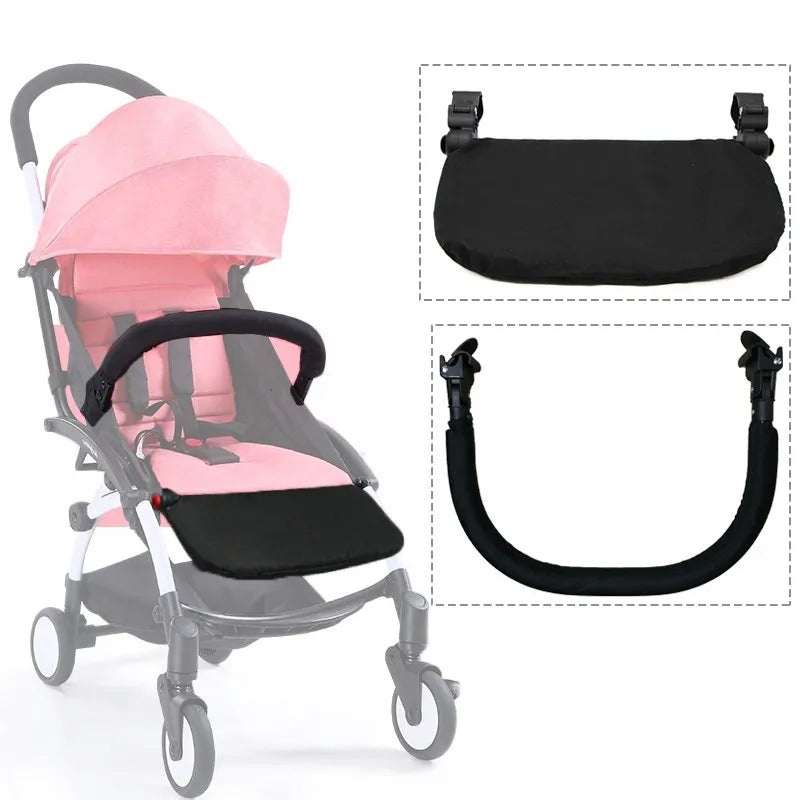 Stroller Footrest and Armrest Accessory Options, 16 cm or 21 cm Oxford Cloth Footboard with Optional Bumper Bar for Compatible Pushchair Frames