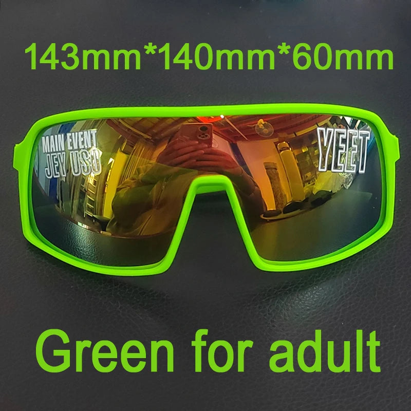 YEET Graphic Sunglasses with Jey Uso Main Event Lettering, Colorful Shield-Style Fan Shades in Children's and Adult Options for Party Outfits