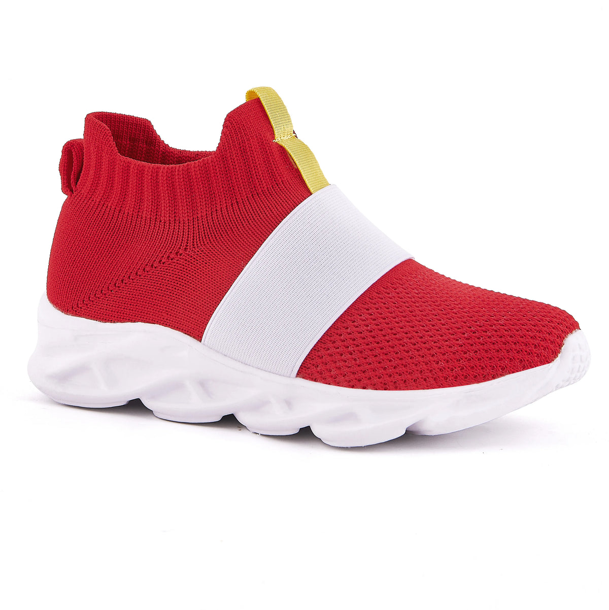 Sonic-Inspired Red Slip-On Shoes with White Band Detail and White Soles, Game-Themed Casual Footwear with Ring and Gem Options for Kids