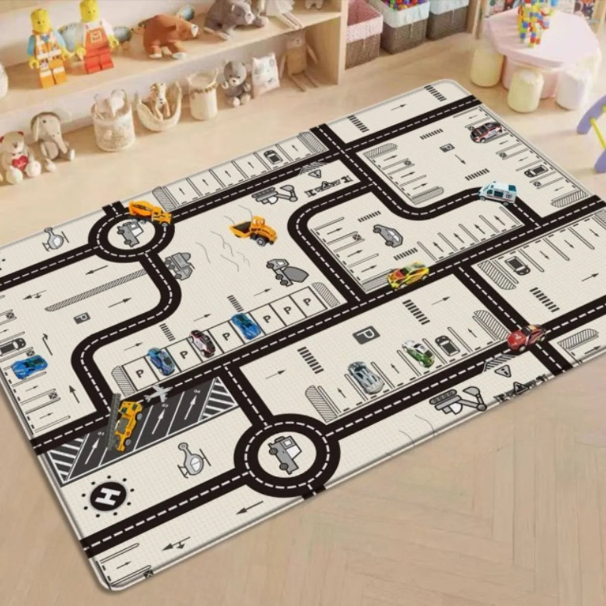 Foldable Baby Activity Mat with Double-Sided Prints, LDPE Padded Wipe-Clean Floor Surface and Carry Bag for Supervised Tummy Time and Toddler Play