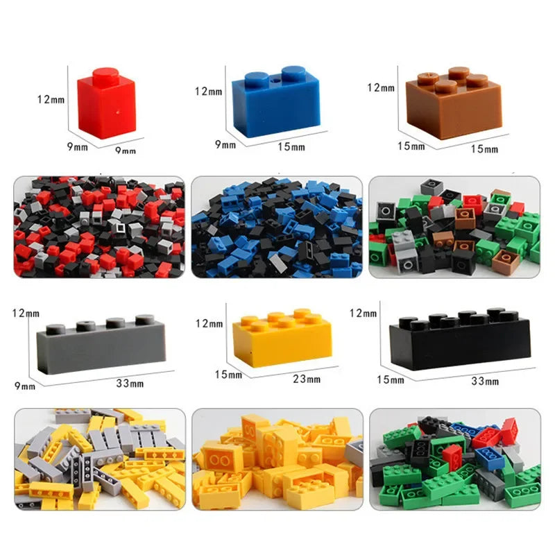 Creative Building Brick Set, 300 or 500 Colorful DIY Pieces for Open-Ended Construction, City Scenes, Counting and Shape Sorting Play