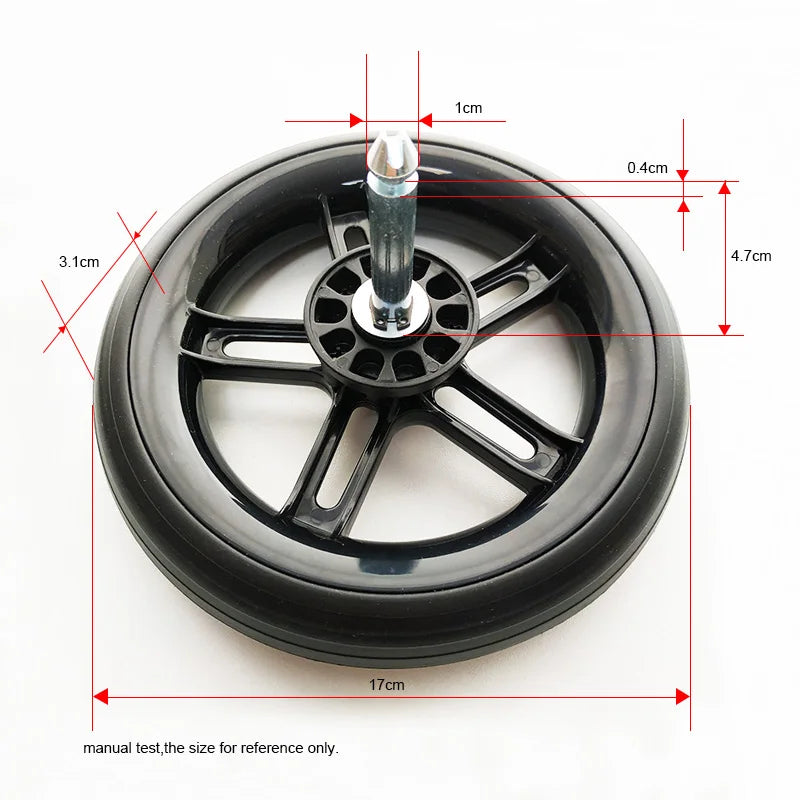 Melio Stroller Replacement Wheel, 17 cm Front or Rear Wheel for Cybex Melio 2/3/Carbon/Pro Series, Single Wheel Accessory for Melio Only