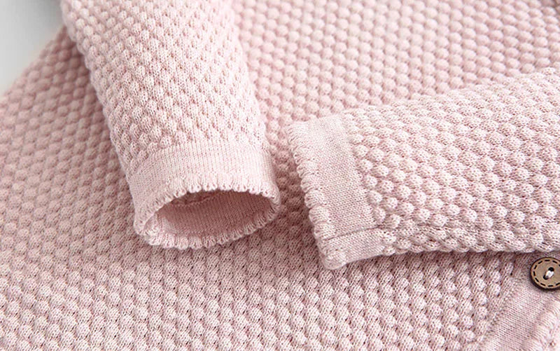 Baby Cotton Knit Sweater Set with Side Buttons and Matching Pants, Textured Two-Piece Outfit for Boys and Girls, Newborn to Toddler Sizes