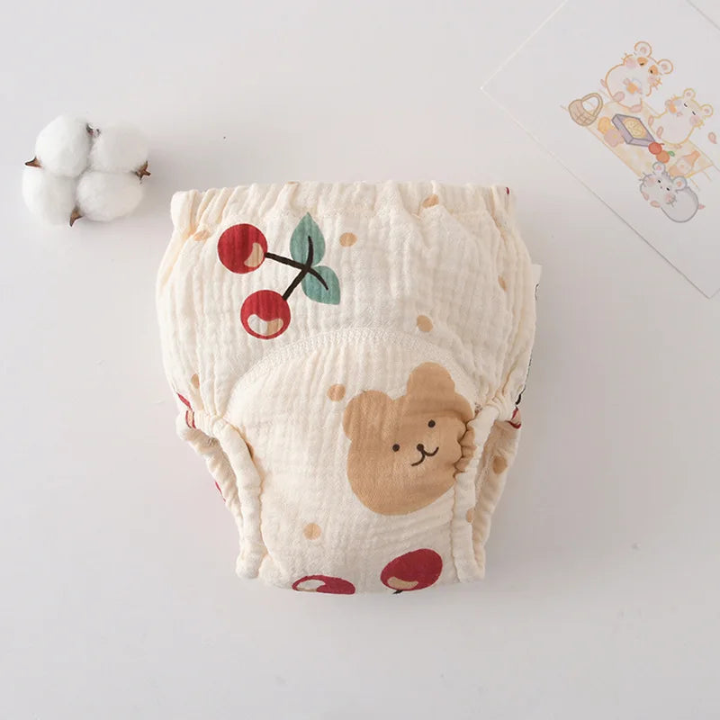 Printed Cotton Potty Training Pants, Single Reusable Learning Underwear with Pull-On Waist for Babies and Toddlers in Sizes 80–110