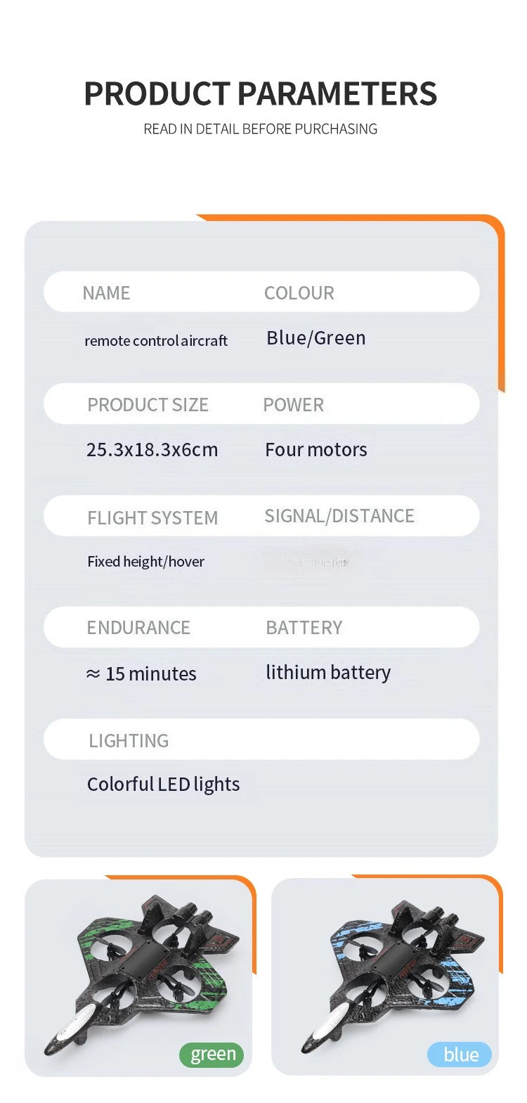 RC Fighter Drone with Lights, 2.4GHz Remote Control Foam Quadcopter in Red or Blue, Approx. 10-Minute Flight Time for Aviation Hobby Play