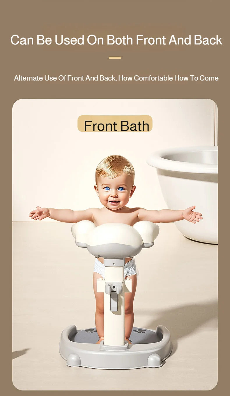 Adjustable Kids Shower Stand with Wraparound Support, Textured Base and Showerhead Holder, Gray or Brown Options for Adult-Supervised Bathing