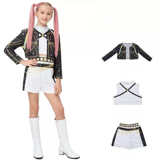 K-Pop Warrior Costume for Girls with Rumi, Zoey and Mira Style Options, Stage-Inspired Outfits for Halloween, Birthday Parties and Cosplay