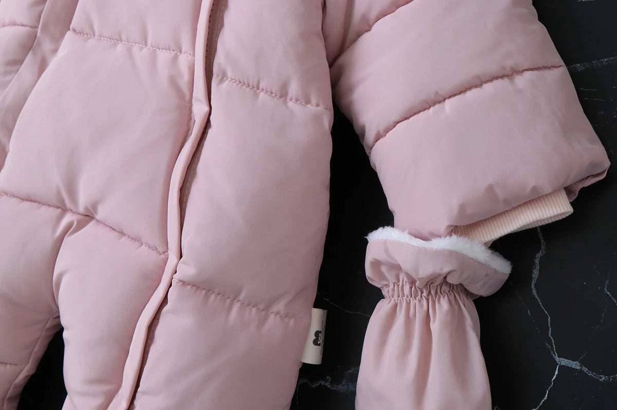 Infant Winter Snowsuit with Hood, Double Front Zippers and Quilted Design, Fleece-Lined Baby One-Piece for Boys and Girls, 3-24 Months