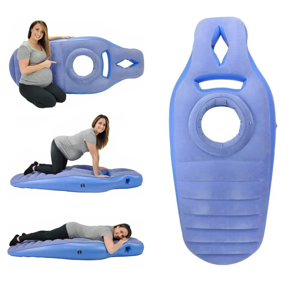 Pregnancy Lounging Mat with Belly Opening, Inflatable Maternity Body Pillow with Flocked PVC Surface, 170 cm Rest Cushion for Expecting Moms