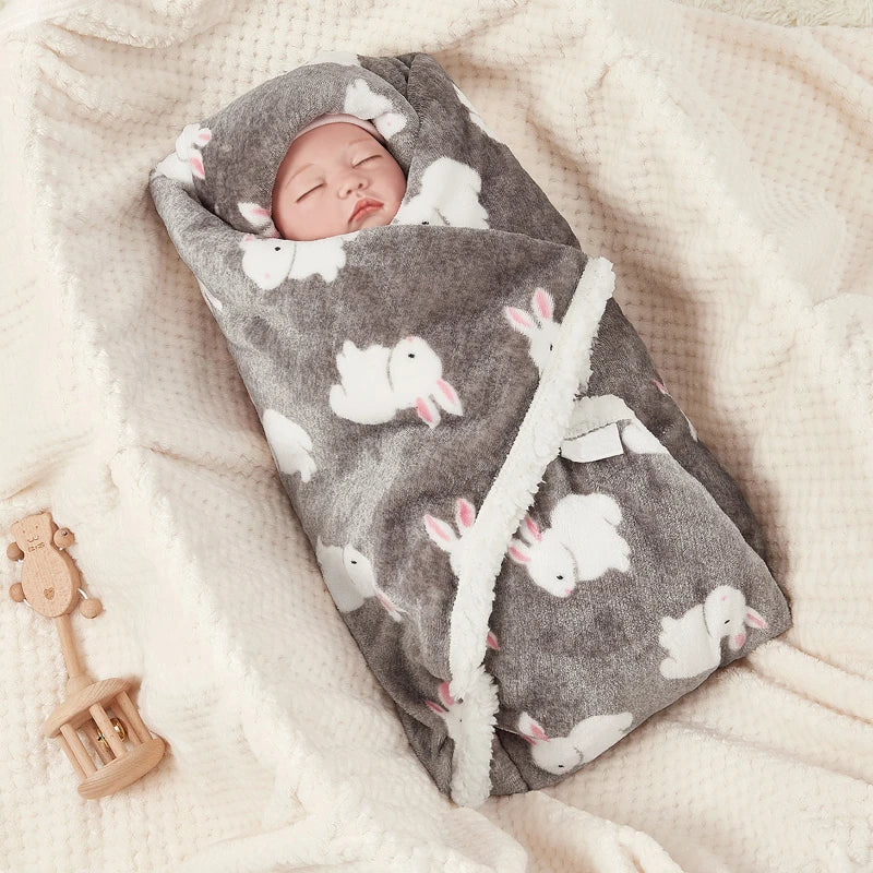 Plush Baby Blanket with Teddy Bear Print and Fleece-Style Reverse, Cozy Winter Wrap for Supervised Cuddles and Baby Shower Gifts