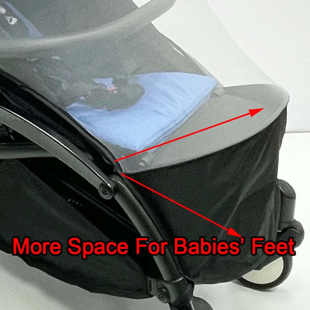 Stroller Mosquito Net with Foot Pocket, Black Polyester Mesh Insect Cover for YOYO-Style Pushchairs, Outdoor Park Walks and Family Travel