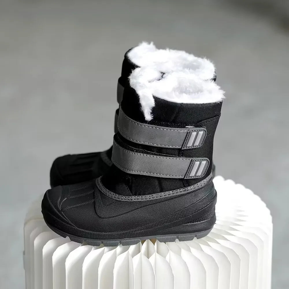 Kids Unicorn Winter Boots with Plush Trim, Gold-Tone Horn and Ear Details, Pink and White Fantasy-Themed Cold-Weather Footwear for Girls