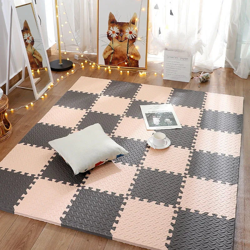 Baby Puzzle Play Mat with 30 cm Interlocking Foam Tiles, 1 cm Thick Textured Floor Padding in 8 or 16 Pieces for Supervised Indoor Play