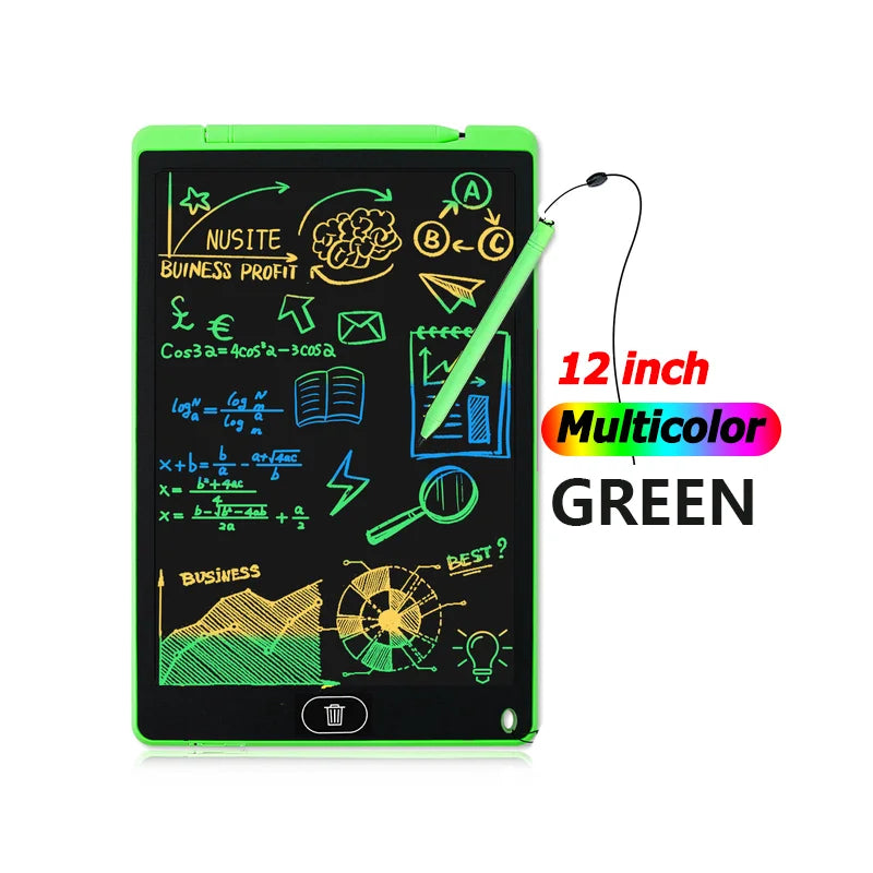 12-Inch LCD Handwriting Pad for Kids, Color Drawing Tablet and Portable Writing Board for Creative Doodles, Letter Practice and Learning Activities