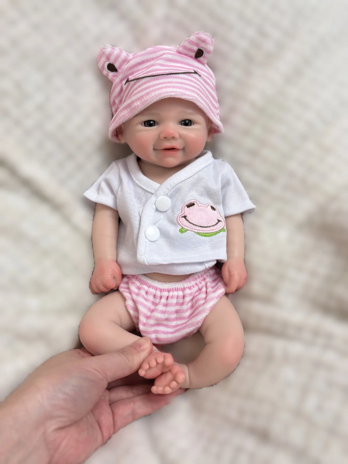 Handmade Reborn Baby Doll, 13-Inch Pascale Full Body Soft Silicone Girl with Hand-Painted Details and Open-Mouth Design for Gentle Collecting