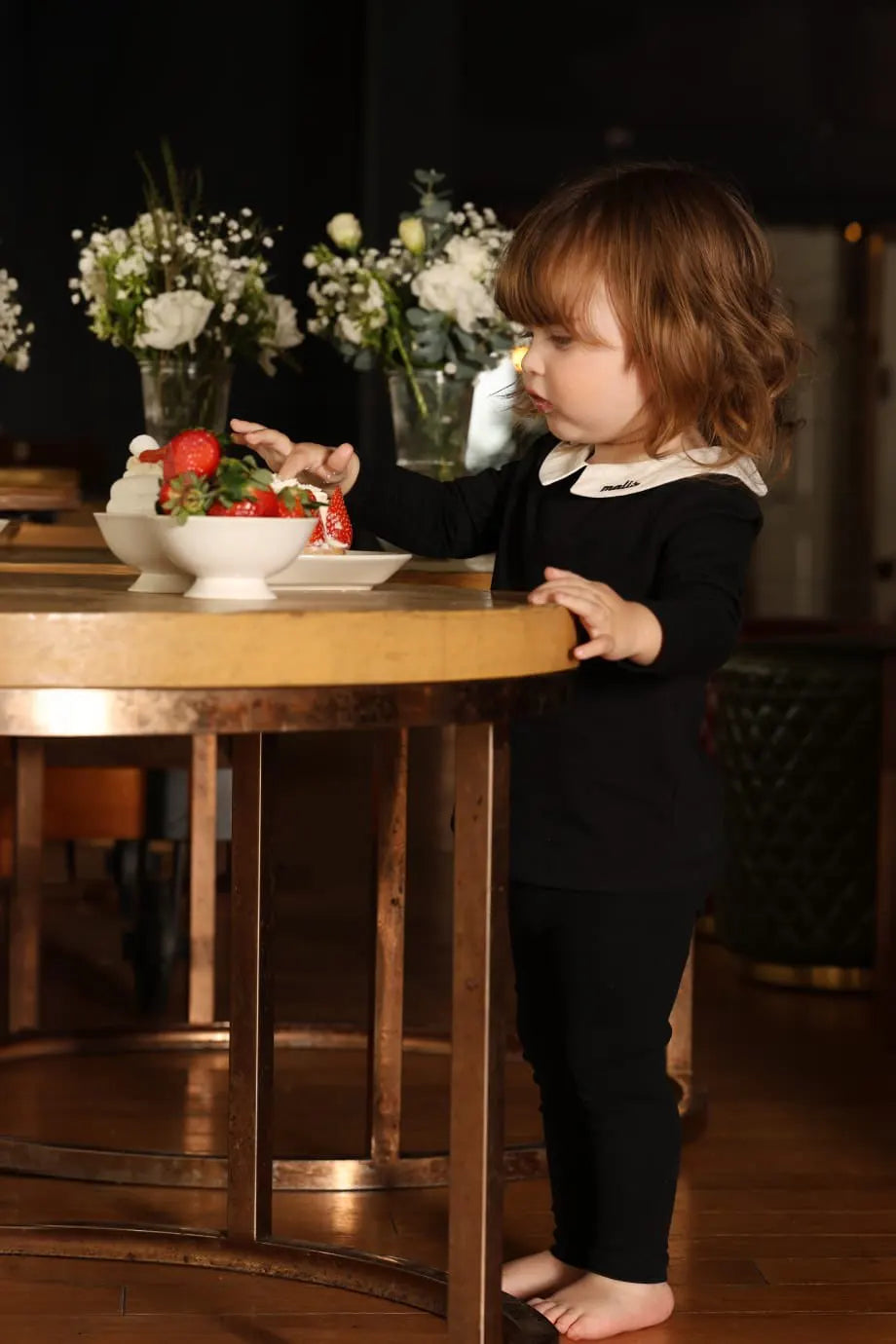 Black and White Collar Kids Outfits, Girls Long Dress and Baby Clothing Set Options with Contrast Collar Detail and Cardigan for Sibling Photos