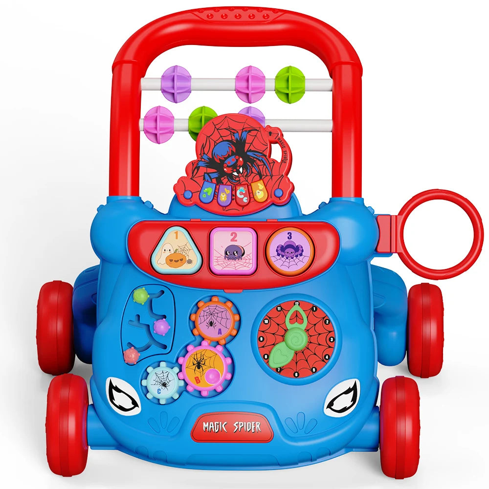 Musical Toddler Push Walker with Animal Activity Panel, Wheeled Handle Toy for Ages 18 Months and Up in Rabbit, Lion, Unicorn, Frog and Spider Styles