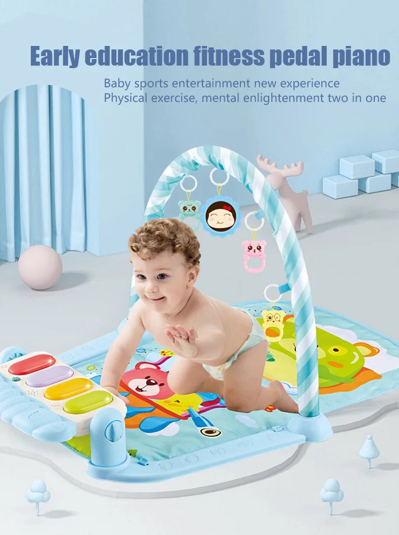 Baby Kick Piano Play Mat with Hanging Animal Toys and Illustrated Activity Surface, Multiple Model Designs for Supervised Tummy Time and Reaching