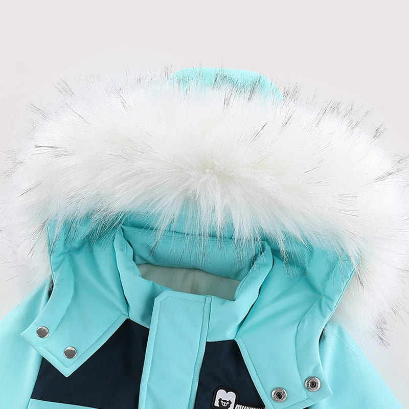 Toddler Hooded Snowsuit by Ircomll, Padded One-Piece Winter Outerwear with Plush-Look Hood Trim, Elastic Cuffs and Pockets, Sizes 18M to 4-5T