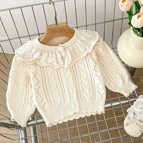 Infant Girl Sweater Cardigan with Long Sleeves, Button-Front Knit Layering Coat in Multiple Styles for Fall Outfits, Sizes 3M to 3T