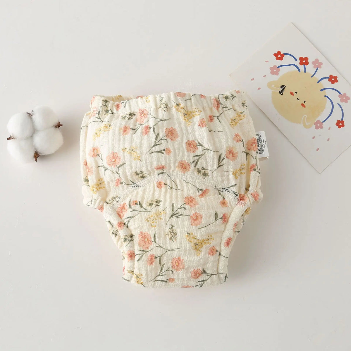 Printed Cotton Potty Training Pants, Single Reusable Learning Underwear with Pull-On Waist for Babies and Toddlers in Sizes 80–110