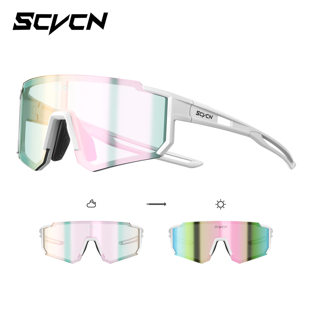 Kids Cycling Sunglasses by SCVCN for Ages 6-14, UV400 TR90 Sports Eyewear with Adjustable Nose Pads and Photochromic or Polarized Options