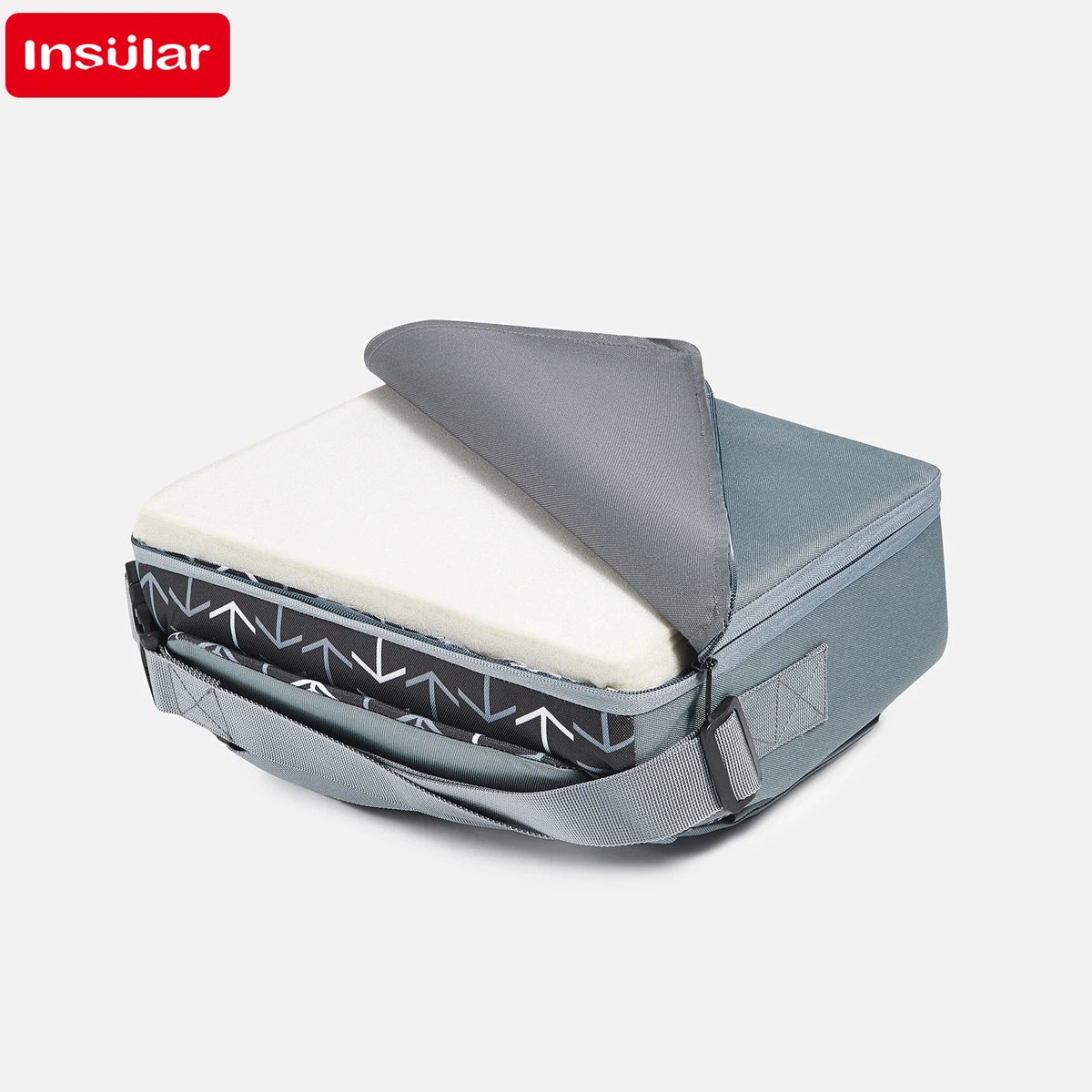 Portable Dining Booster Cushion by INSULAR, Foldable Toddler Chair Seat Pad with Backrest and Buckle Straps for Supervised Home and Away Meals