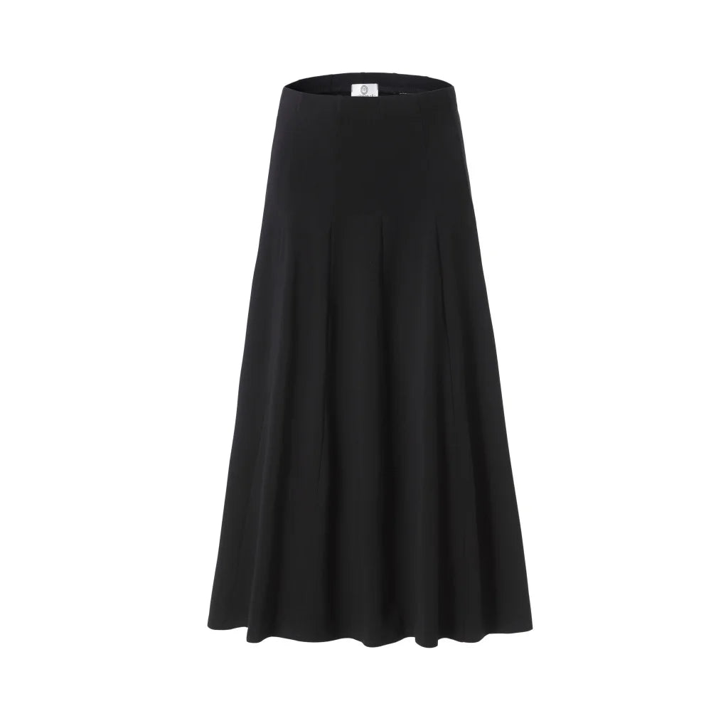 Denim Panel Pleated Skirt for Girls, Teens and Women, Washed Blue and Gray Cotton Styles with Black Jersey Option for Everyday Casual Outfits