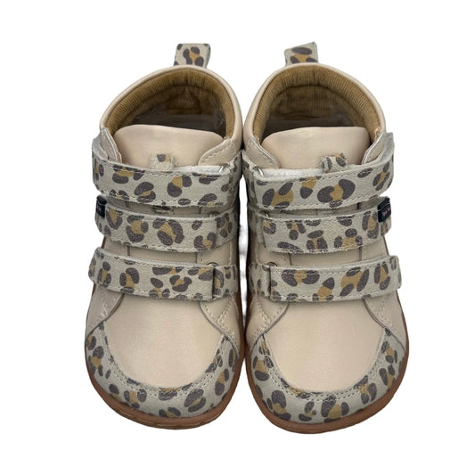 Kids Barefoot Leather Ankle Boots by TipsieToes with Triple Hook-and-Loop Straps, Padded Collars and Heel Pull Tabs for Spring and Fall