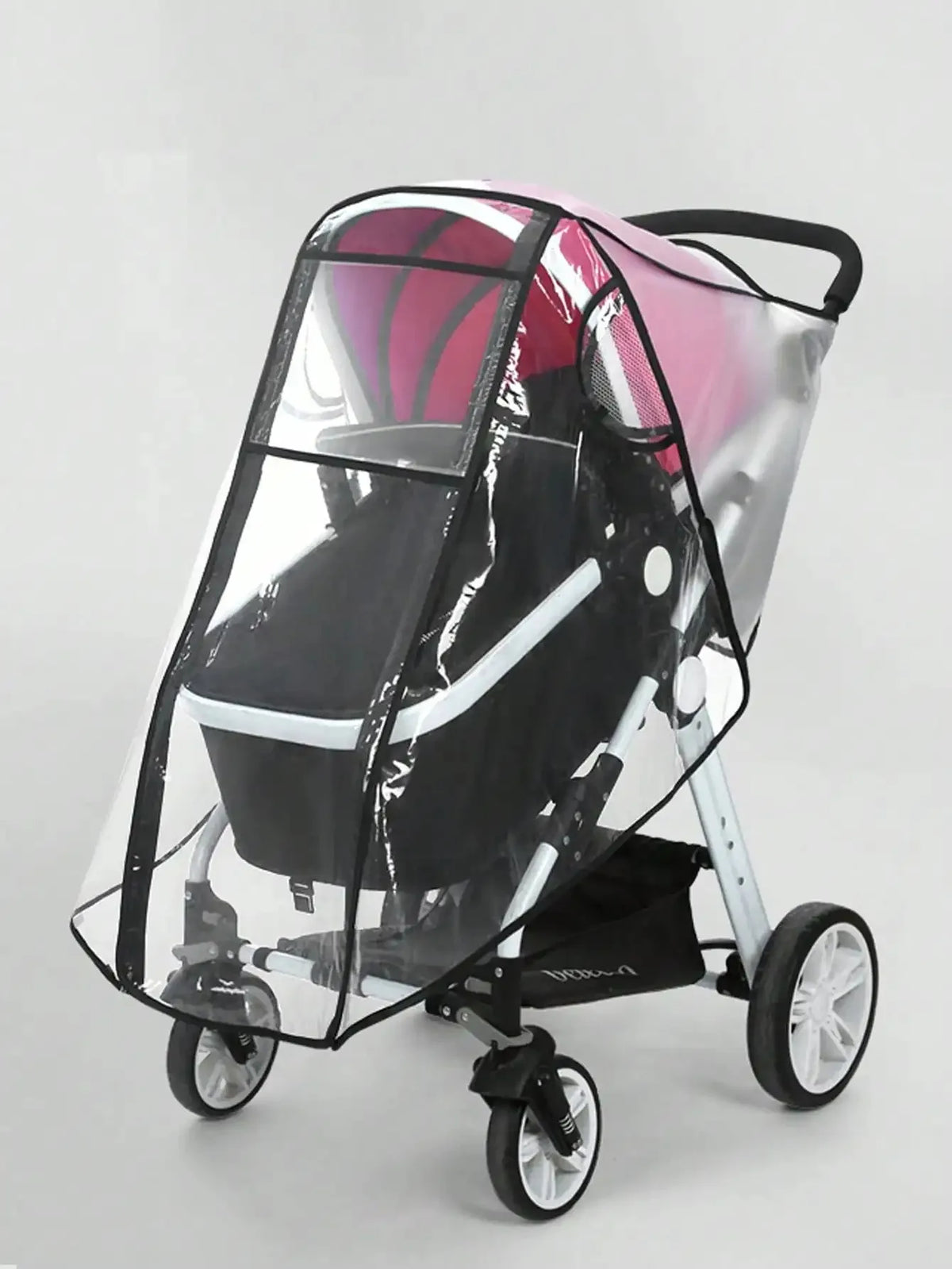 Stroller Weather Shield with Clear Panels, Black Trim and Mesh Side Ventilation, M or L Rain Cover Options for Baby Pushchair Outdoor Outings