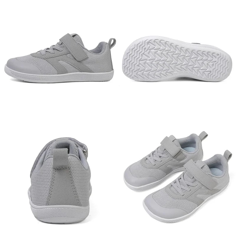 Children’s Minimalist Barefoot Sneakers with Wide Fit, Zero-Drop Design, Mesh Panels and Adjustable Strap for Boys and Girls Everyday Wear