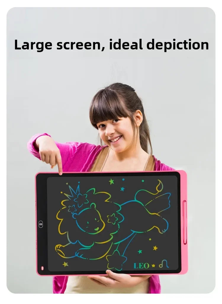 Large-Screen LCD Drawing Tablet for Kids, 16 or 20 Inch Reusable Color Writing Board with Stylus for Doodles, Letters and Math Practice