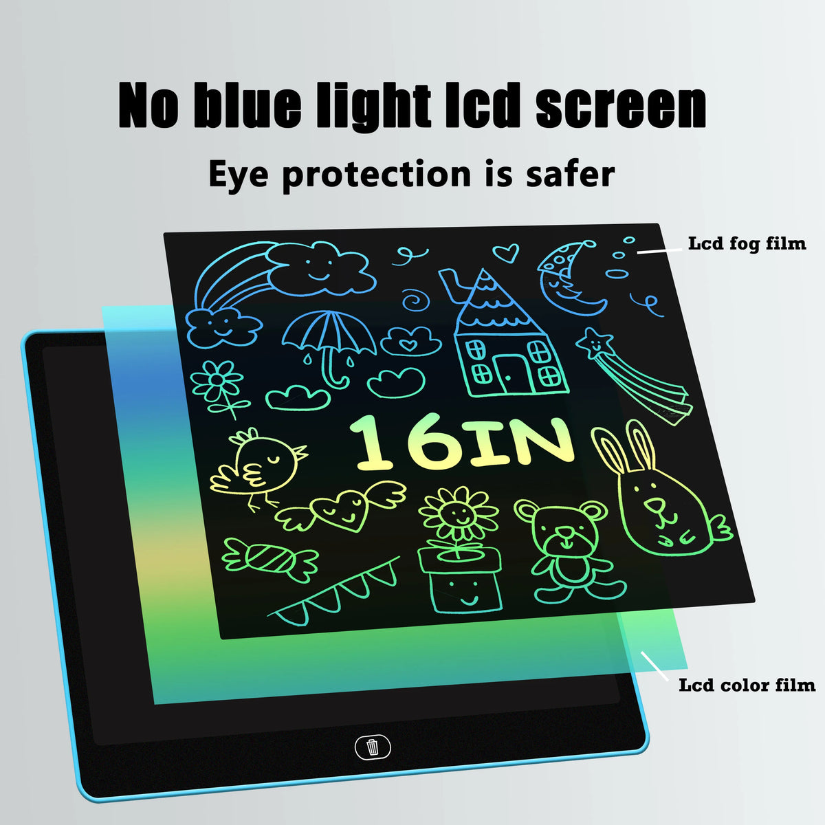 Erasable LCD Writing Board for Kids, 8, 11, 13 or 16 Inch Color Drawing Tablet with Stylus for Doodles, Handwriting and Number Practice