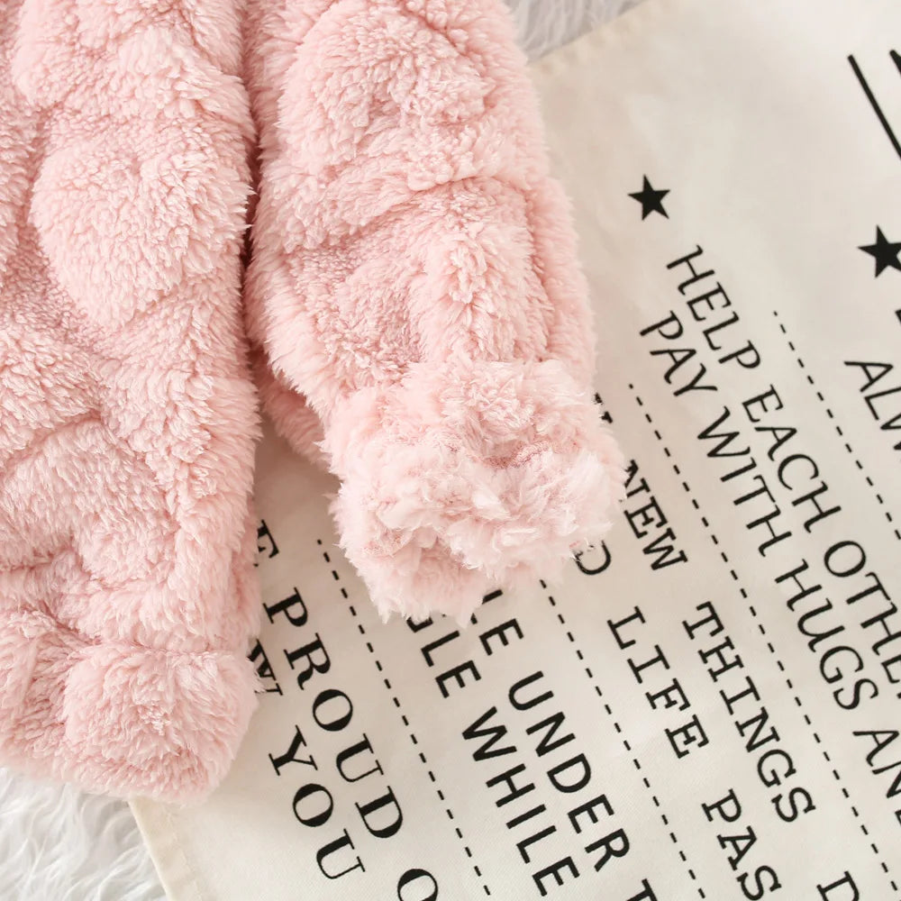 Baby Girl Fleece Zip-Up Jacket with Hood, Pink Heart or Bear Style Toddler Outerwear for Spring and Fall, Sizes 6-9M through 2-3Y