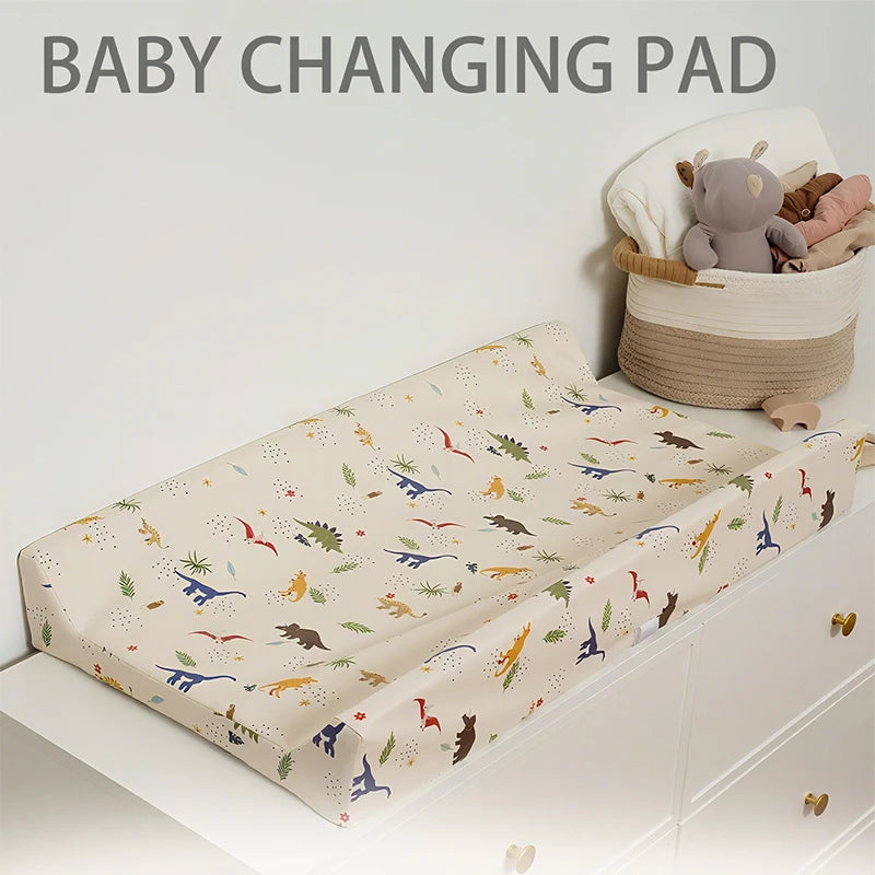 Diaper Changing Pad with Printed or Solid Color Designs, Contoured Sides and Buckle Strap, Wipeable Baby Mat for Dresser and Changing Table Care