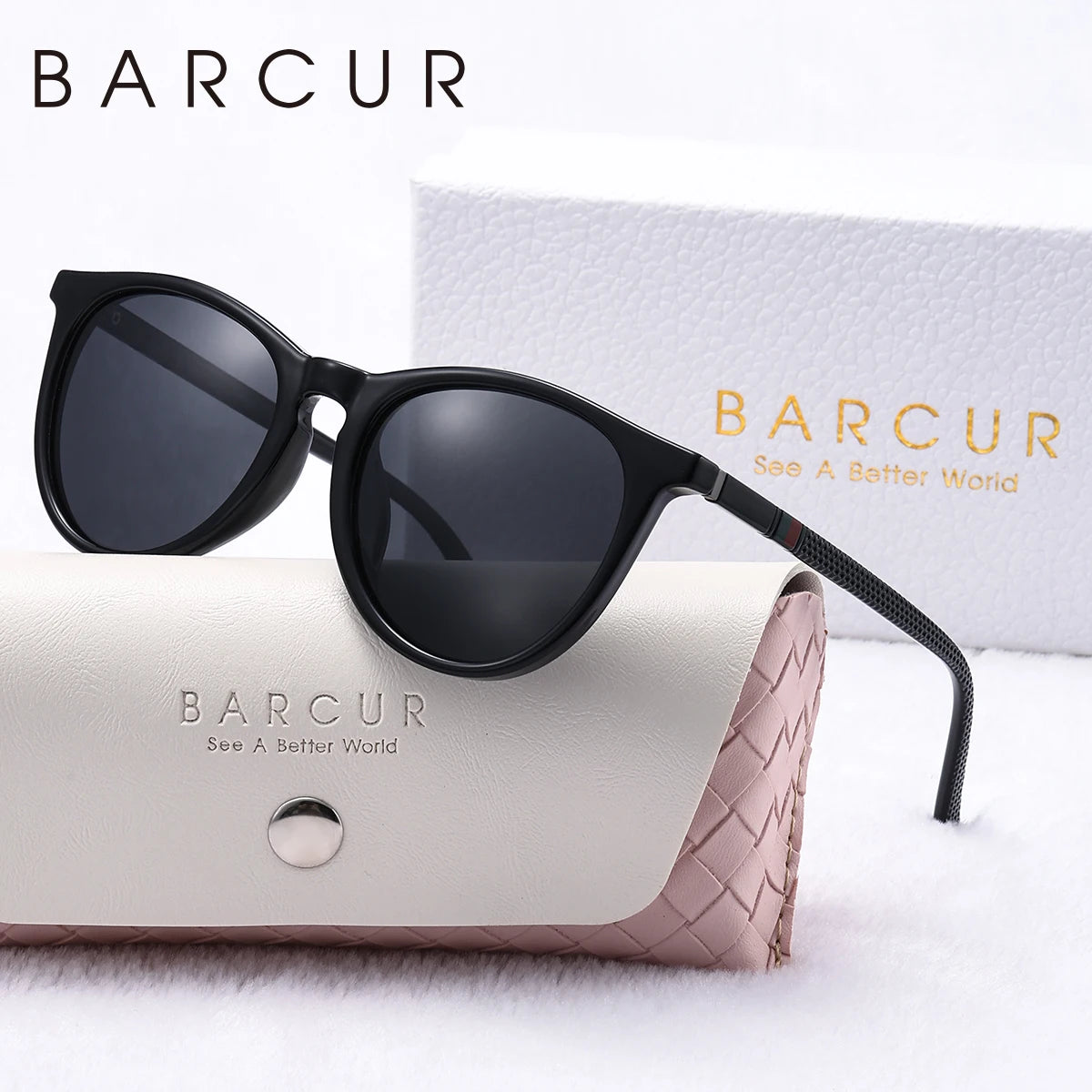 Women's Round Polarized Sunglasses by BARCUR, Lightweight PC Frame with Retro-Inspired Style and Eight Color Options for Travel and Everyday Outings
