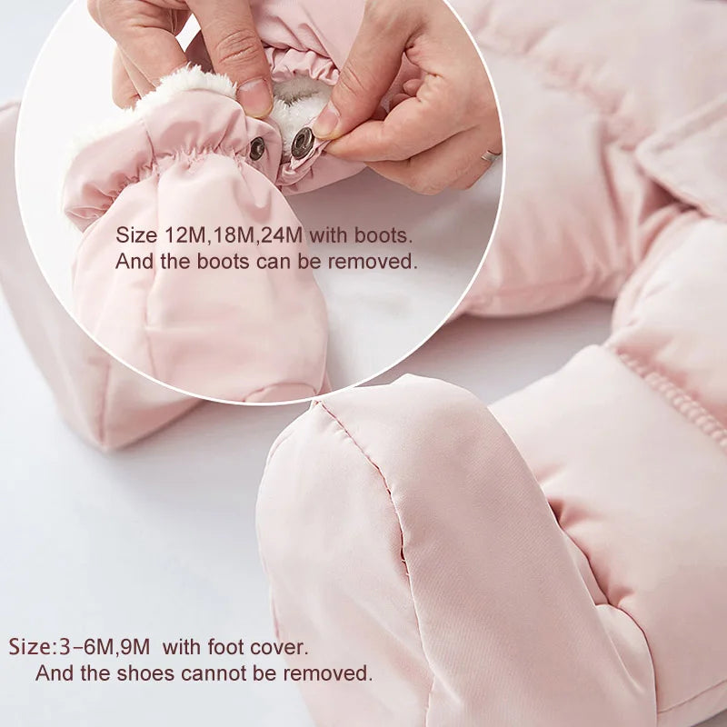 Infant Winter Snowsuit with Hood, Double Front Zippers and Quilted Design, Fleece-Lined Baby One-Piece for Boys and Girls, 3-24 Months