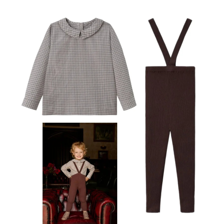 Sibling Matching Brown Plaid Clothing with Dress, Romper, Pants and Knitwear Options, AS AW26 Chestnut Styles for Babies, Kids and Teens
