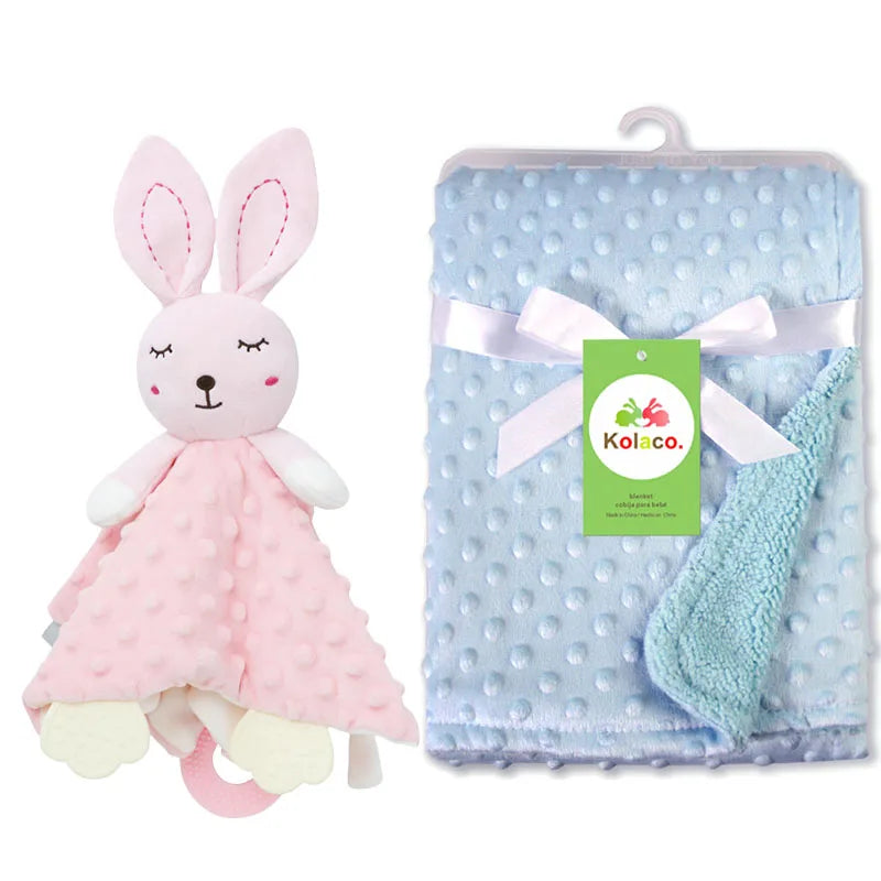 Personalized Minky Baby Blanket and Animal Lovey Options with Custom Name Embroidery, Textured Dot Keepsake for Boys and Girls and Baby Shower Gifts
