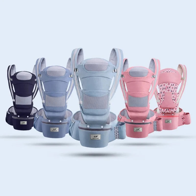 Hip Seat Baby Carrier with Padded Shoulder Straps, Wide Waist Belt and Zippered Storage Pocket, Babywearing Gear in Solid and Floral Color Options