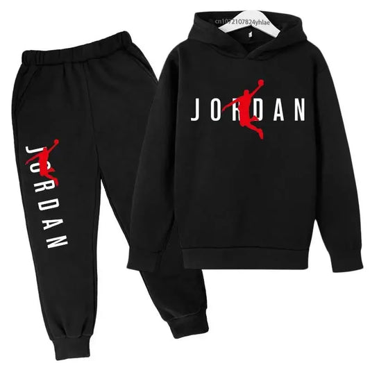 Kids Basketball Graphic Hoodie and Jogger Pants Set, Two-Piece Pullover Outfit for Boys and Girls, Casual Spring and Fall Sportswear